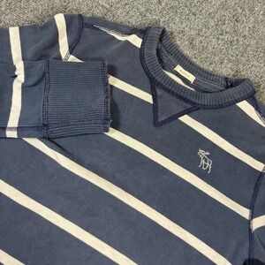 Vtg Y2K Abercrombie & Fitch Muscle Shirt Men M Navy Striped Long Sleeve Mallcore
